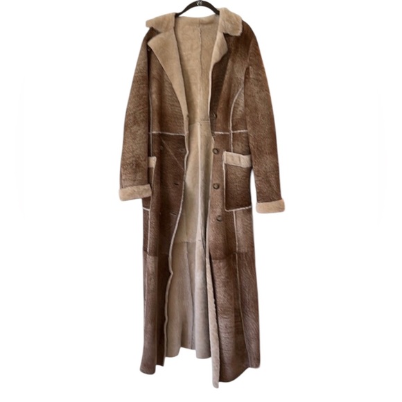 Exquisite Vintage Genuine Leather Shearling Maxi Coat Penny Lane XS - Picture 10 of 10